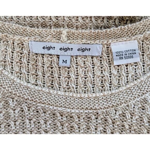 Eight Eight Eight Tunic Sweater Medium Beige Cotton Marled Mixed Knit Clean Girl - Picture 9 of 11